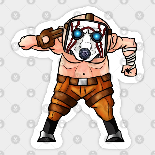 BITE SIZE PSYCHO FROM BORDERLANDS Sticker by droidmonkey